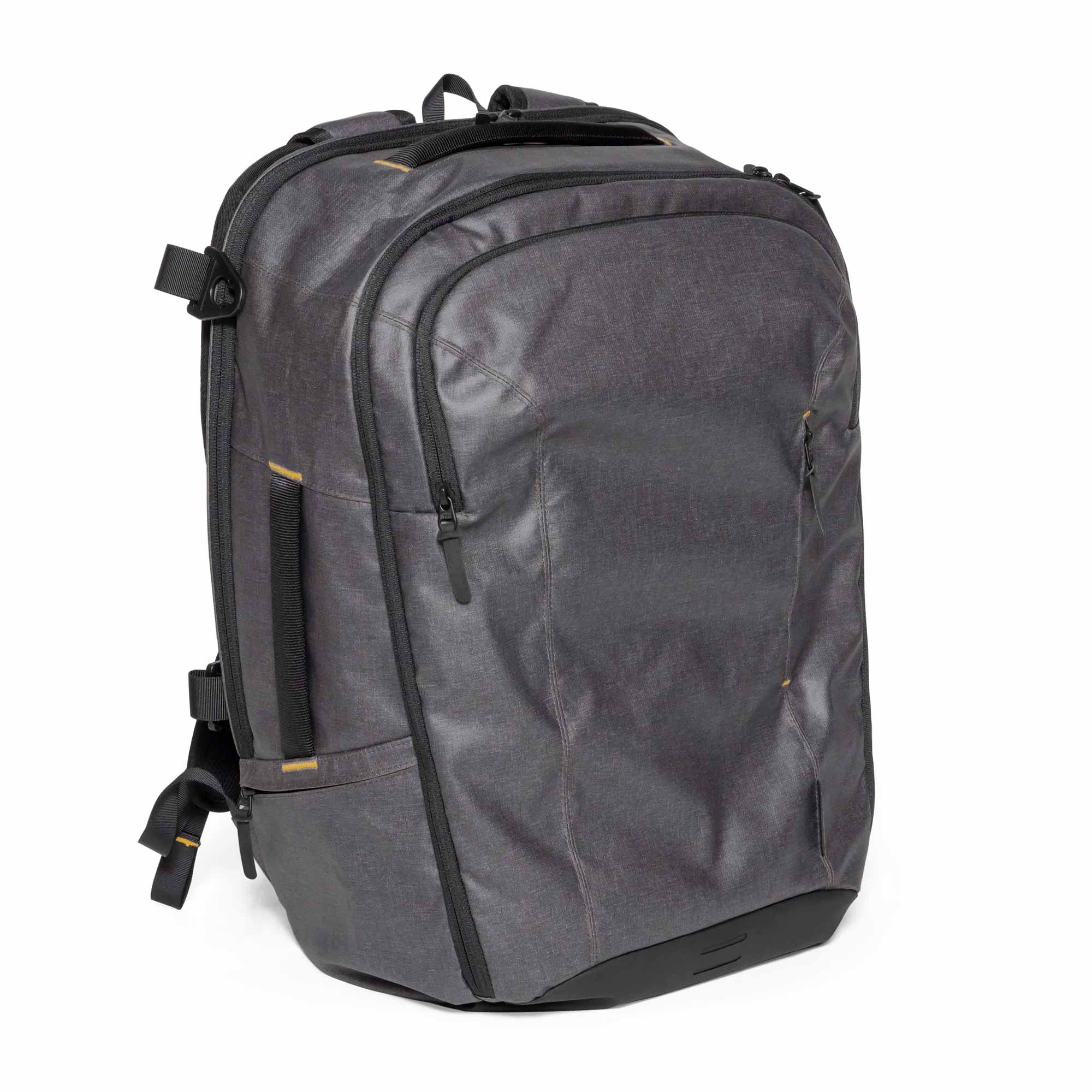 Burley Transit 28L water-resistant backpack with multiple carry options, designed for laptops and accessories, in black.