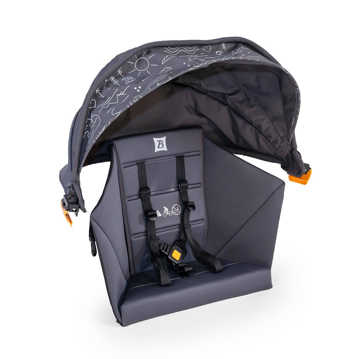 Burley Hopper seat insert and sunshade kit for stroller wagon conversion, with padded seat and protective sunshade in blue.