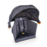 Burley Hopper seat insert and sunshade kit for stroller wagon conversion, with padded seat and protective sunshade in blue.