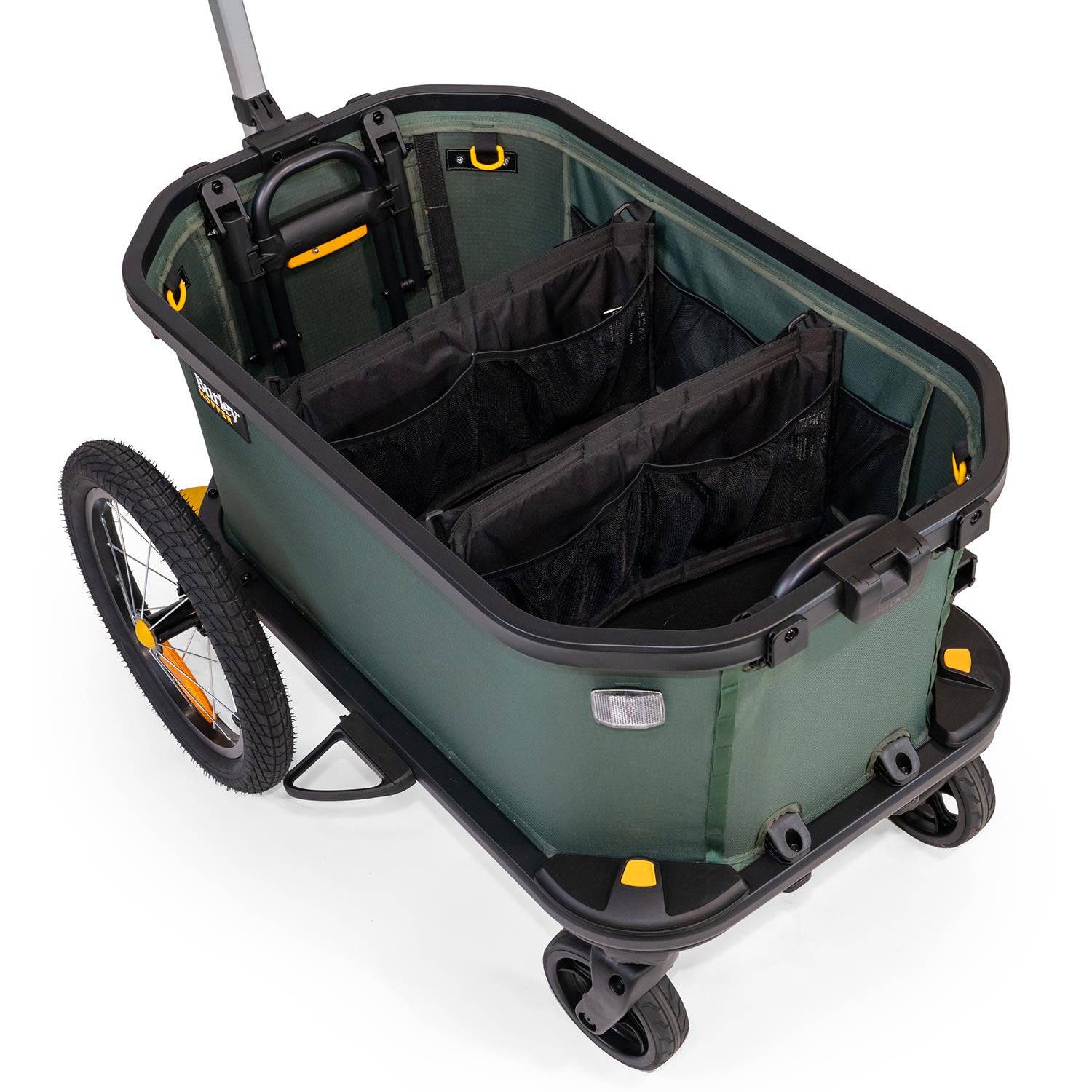 Burley Hopper Interior Organizer Kit with dividers and mesh pockets for trailer storage, designed for easy organization.