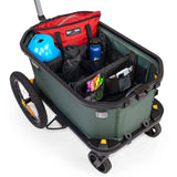 Burley Hopper Interior Organizer Kit with dividers and mesh pockets for trailer storage, shown in a trailer interior.