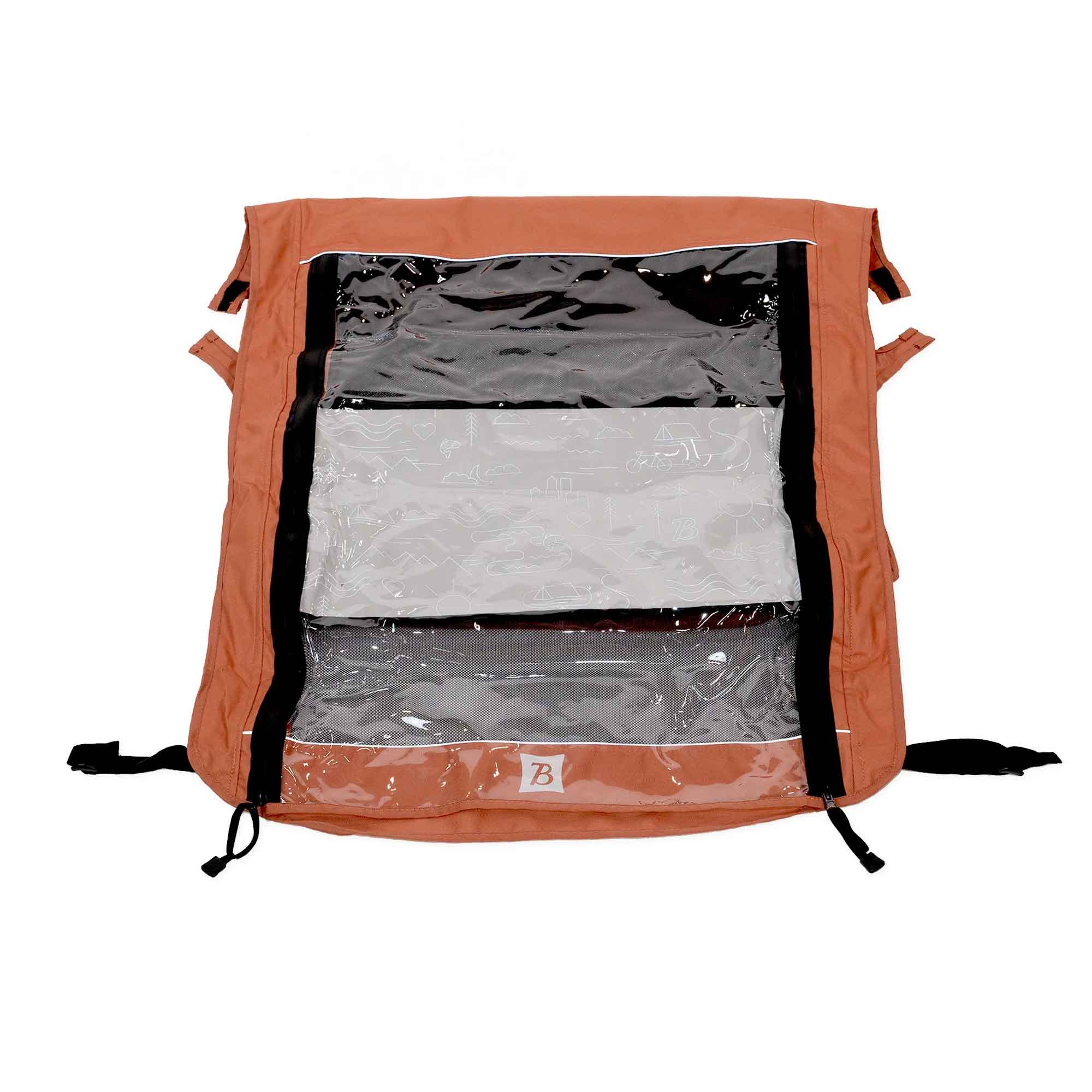 Burley Cub X replacement cover in sandstone red for 2019+ trailers, outdoor accessory with durable fabric and secure fit.