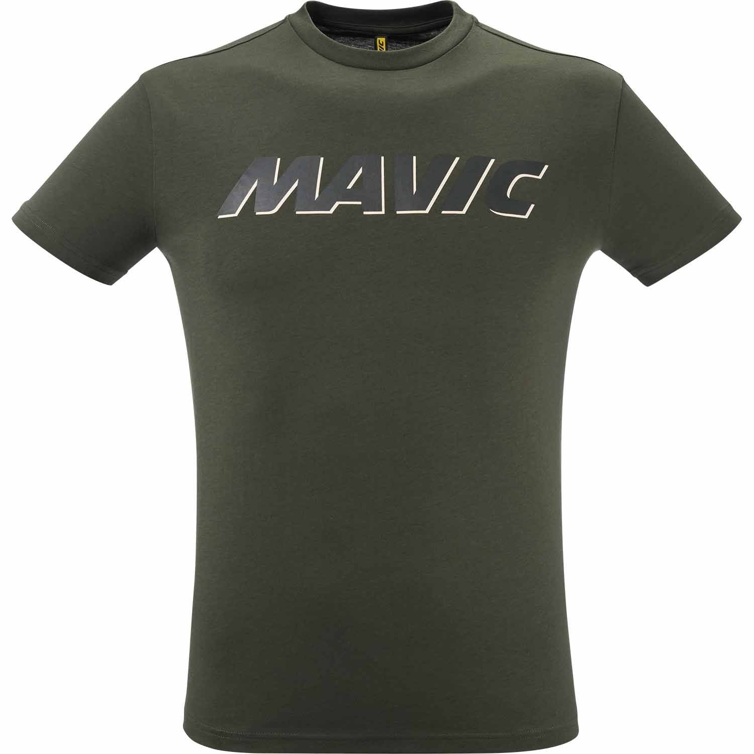 Mavic corporate logo unisex crewneck T-shirt in organic cotton, featuring a simple logo graphic on the front.