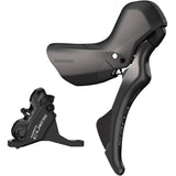 Shimano CUES hydraulic mechanical STI set with flat mount caliper for front 160mm brake rotor, bicycle component.
