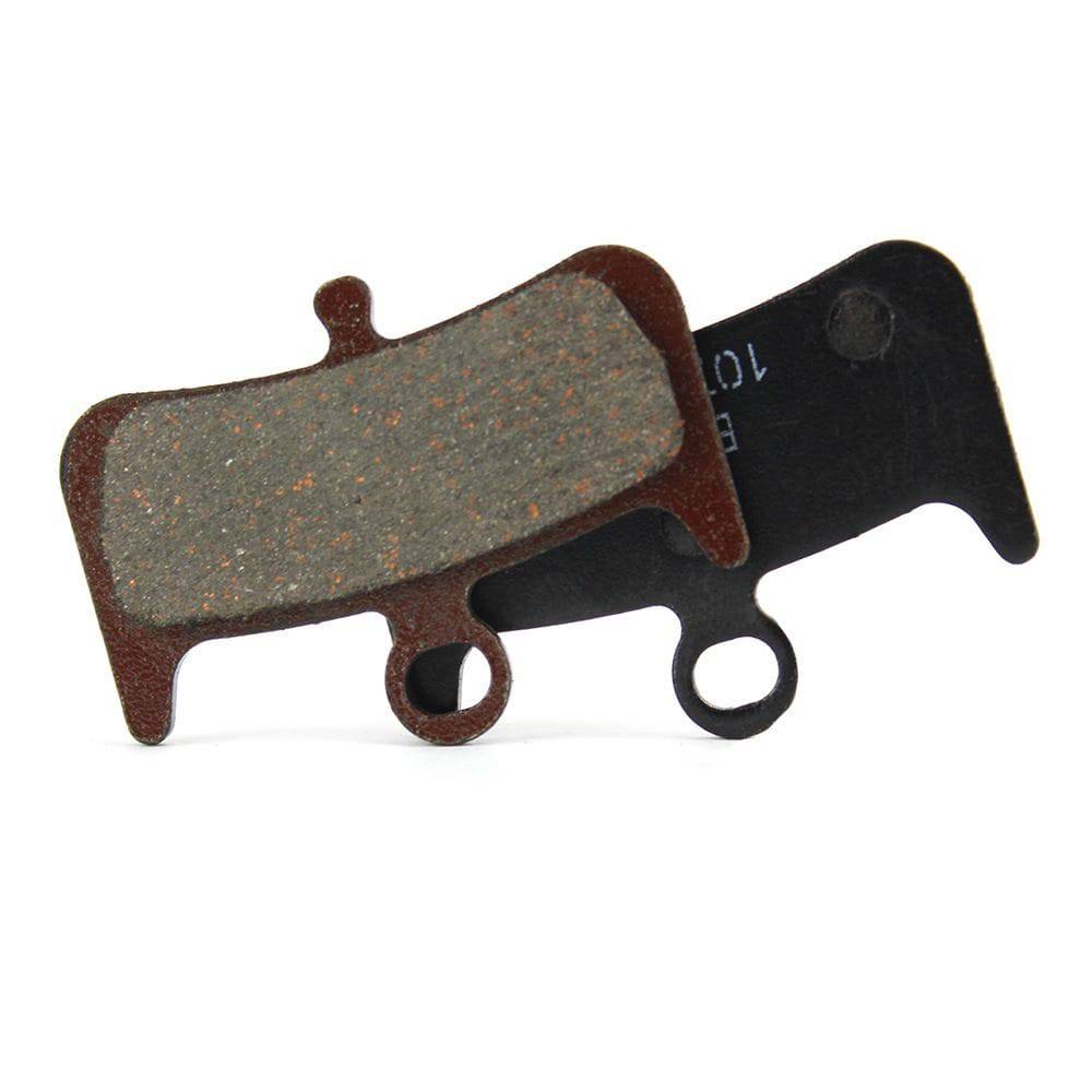 Hayes Dominion A4 semi-metallic brake pads for disc brake systems, showing the brake pad components and packaging.