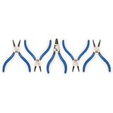 Park Tool RPSET-2 Snap Ring Plier Set with vinyl grips for suspension and hydraulic systems, shown in a workshop setting.
