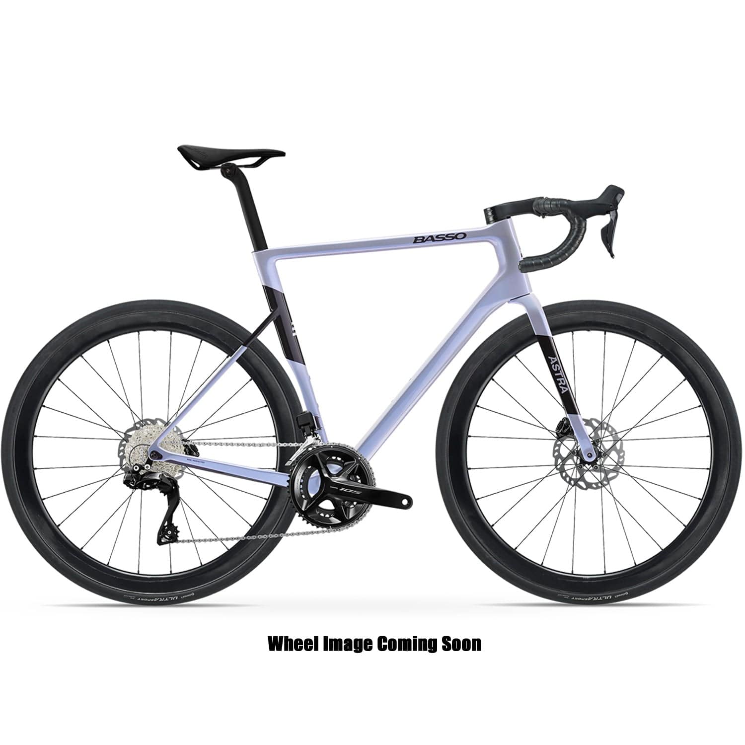 Basso Bikes Astra 105 Di2 road bike with Mavic Cosmic S wheels and hydraulic disc brakes, showing sleek frame and components.