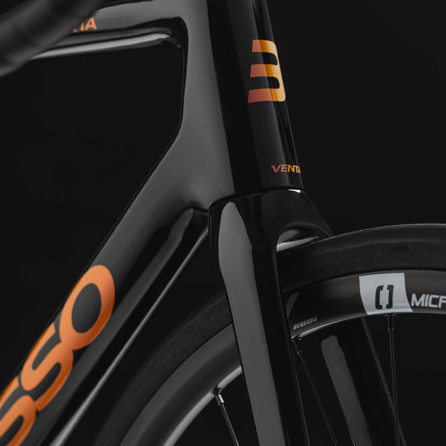 Basso Venta R 105 12-speed microtech road bike with lightweight frame and Italian craftsmanship, showing the sleek bike frame and components.