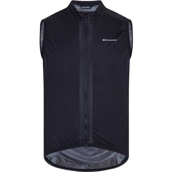 Madison Flux men's ultra packable waterproof cycling gilet vest with reflective inserts, lightweight and breathable for riding in rain.