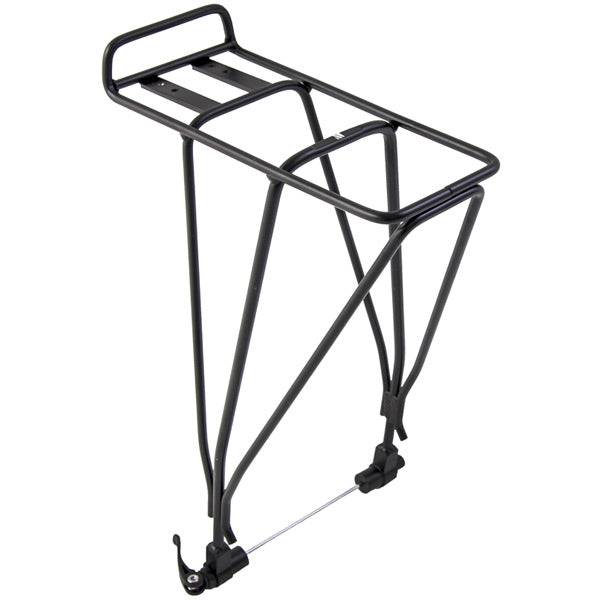 Black M Part AX3D alloy rear rack with quick release and disc brake compatibility, designed for bike accessories.