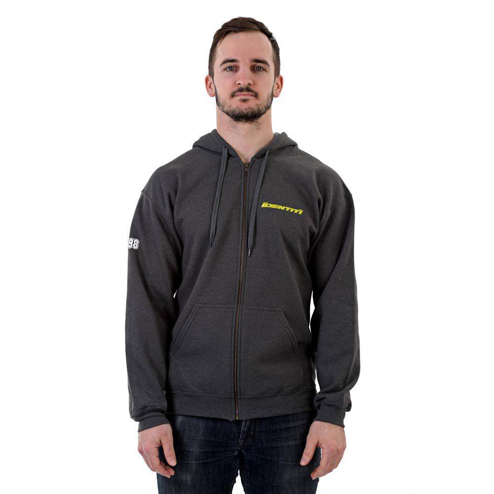 Unisex Identiti Logo Zip Hoody jersey with classic fit, fleece knit fabric, featuring the brand's logo on the front.
