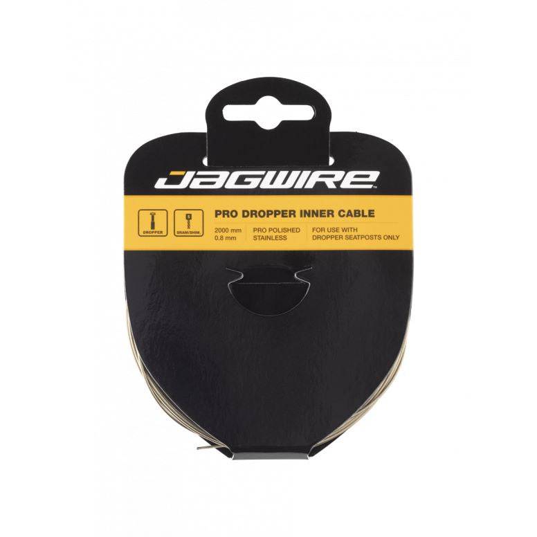 Jagwire Dropper Inner Cable Pro, polished stainless steel, 0.8mm diameter, for smooth bike dropper post performance.