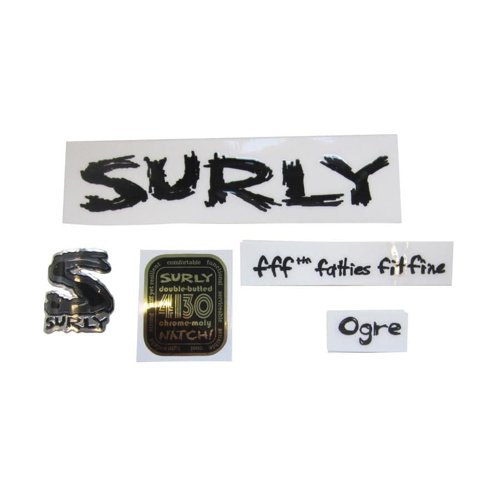Surly Mds Dropouts bike frame components with headbadge, spare parts for bike frames, in a close-up view.