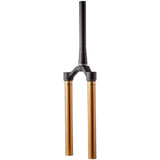 Fox 38 Kashima suspension fork with 180mm travel, 15x110mm axle, tapered 58mm stanchions, mountain biking component.