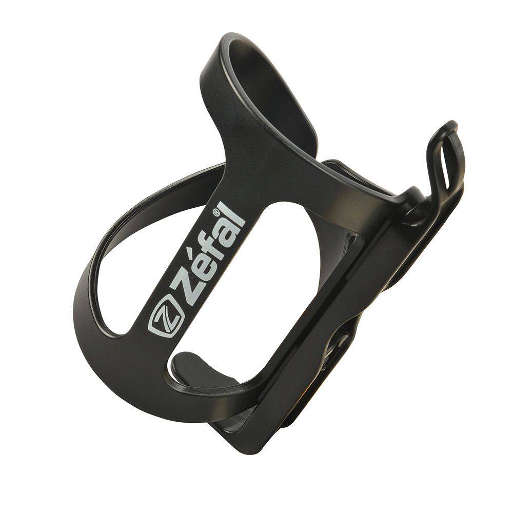 Zefal Wiiz reversible side-entry bike water bottle cage mounted on a bicycle, designed for easy bottle access and secure hold.