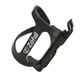 Zefal Wiiz reversible side-entry bike water bottle cage mounted on a bicycle, designed for easy bottle access and secure hold.