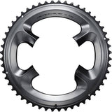 Shimano Dura-Ace FC-R9100 52T outer chainring for 11-speed cranksets, close-up of polished metal gear with teeth.