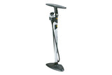 Topeak JoeBlow Sprint floor pump in silver and black with pressure gauge and TwinHead valve for bicycle inflation