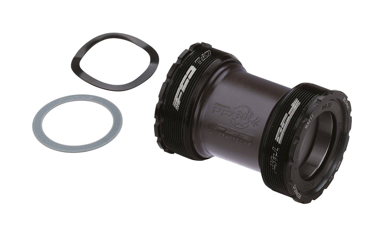 FSA T47 86.5mm road bottom bracket with sealed bearings for 30mm 386Evo cranks, showing the components and bearing seals.