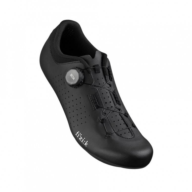 Fizik Vento Omna road cycling shoes with BOA Fit System, black and white, featuring sleek design and secure closures for performance riders