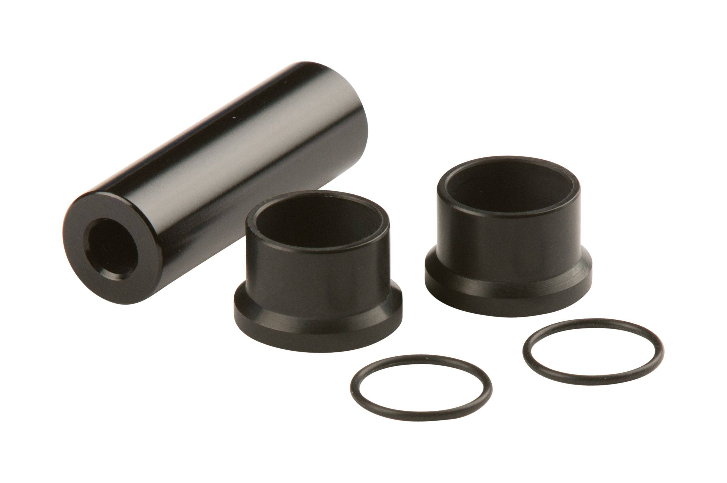DVO rear shock mounting hardware kit with metal components for suspension repair and replacement.