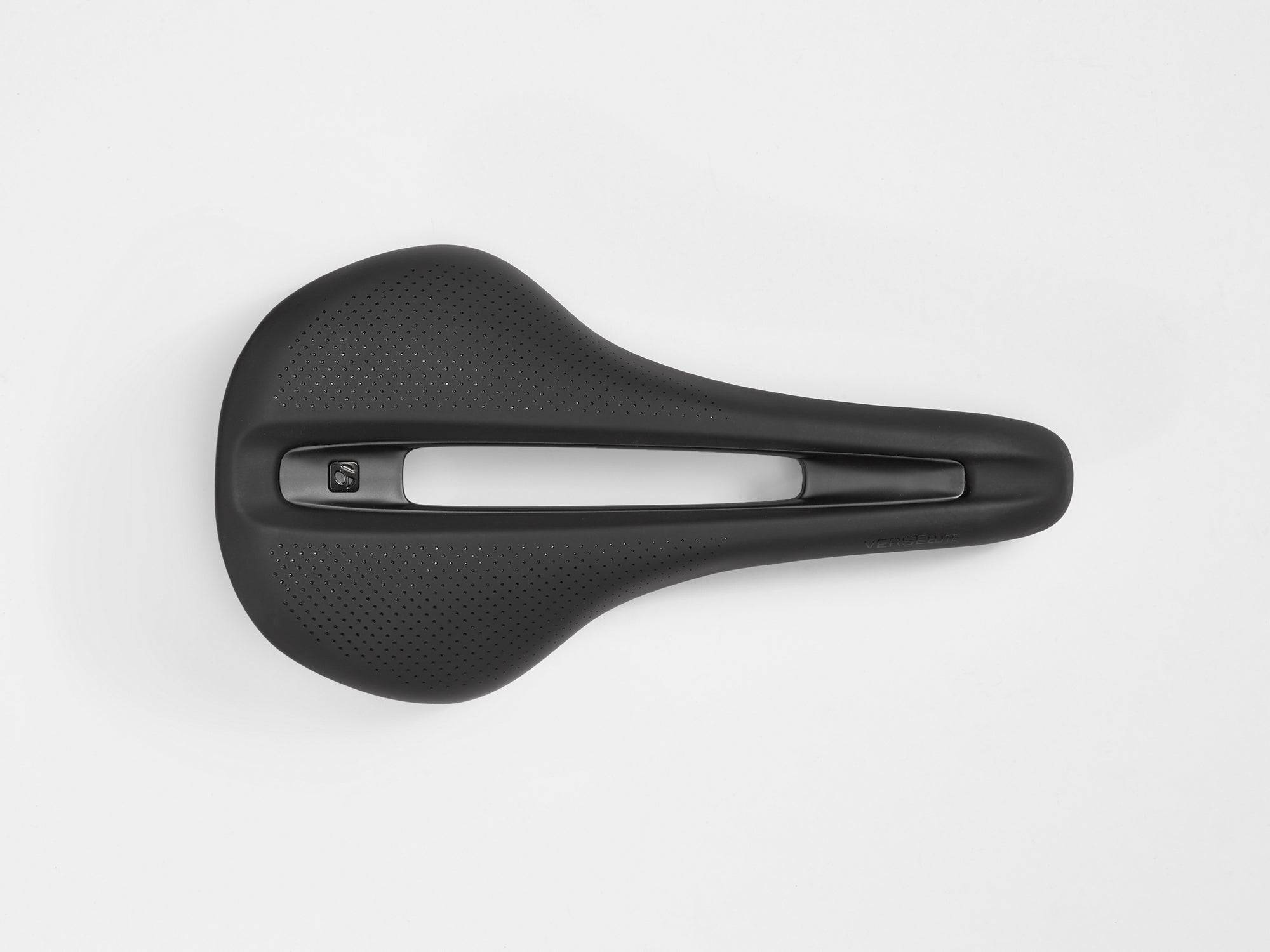 Bontrager Verse Elite bike saddle with full cut-out and Blendr mounts, designed for comfort on cycling components.