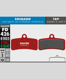 Galfer Advanced bike disc brake pads for trail, enduro, and e-MTB bikes, showing the brake pad components and branding.