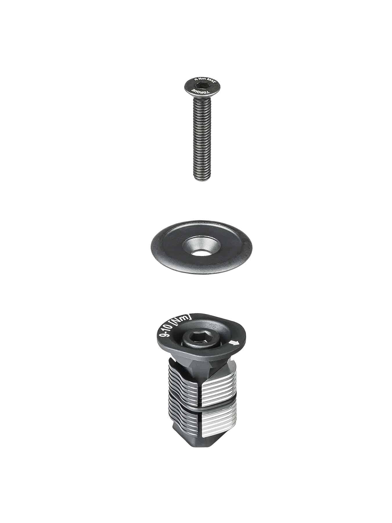 Trek Madone SLR black headset compression plug for 28.6mm steering tube, enhances smooth bike steering and component fit.