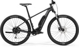 Merida eBig Nine 300SE electric mountain bike with Shimano Alivio M3000 drivetrain, black frame and mountain bike tires.