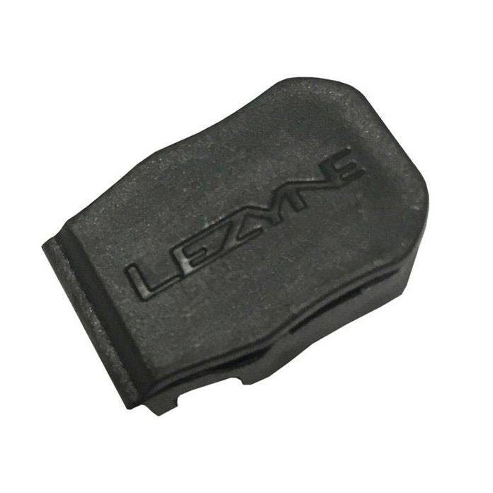 Lezyne Cadence Magnet in black for cycling sensor, shown attached to bike crank for accurate cadence measurement.
