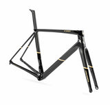 Colnago C68-Ti Disc 2025 carbon road bike frame set with titanium lugs, showing sleek black frame and detailed titanium joints.
