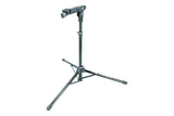 Topeak Prepstand Elite bike repair stand with 360° rotating clamp, black workshop tool for bike maintenance and repair.