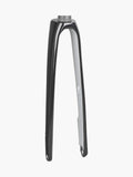 Trek Domane SLR 7 700C road bike forks, lightweight carbon components for precise steering and control on a Trek road bike.