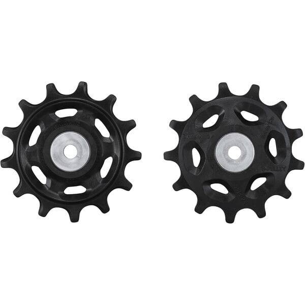 Shimano CUES RD-U8000 MTB rear derailleur tension and guide pulley set, replacement components for mountain bike drivetrain.