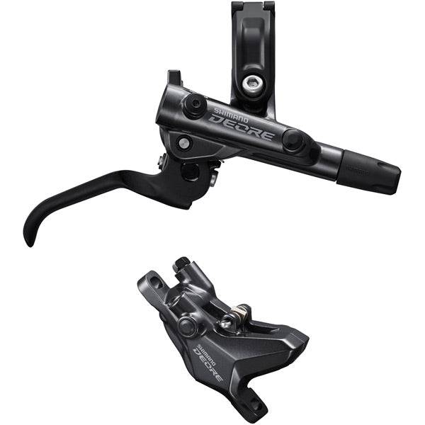 Shimano Deore hydraulic disc brake lever and 2-pot caliper with post mount, black components for mountain bike braking system