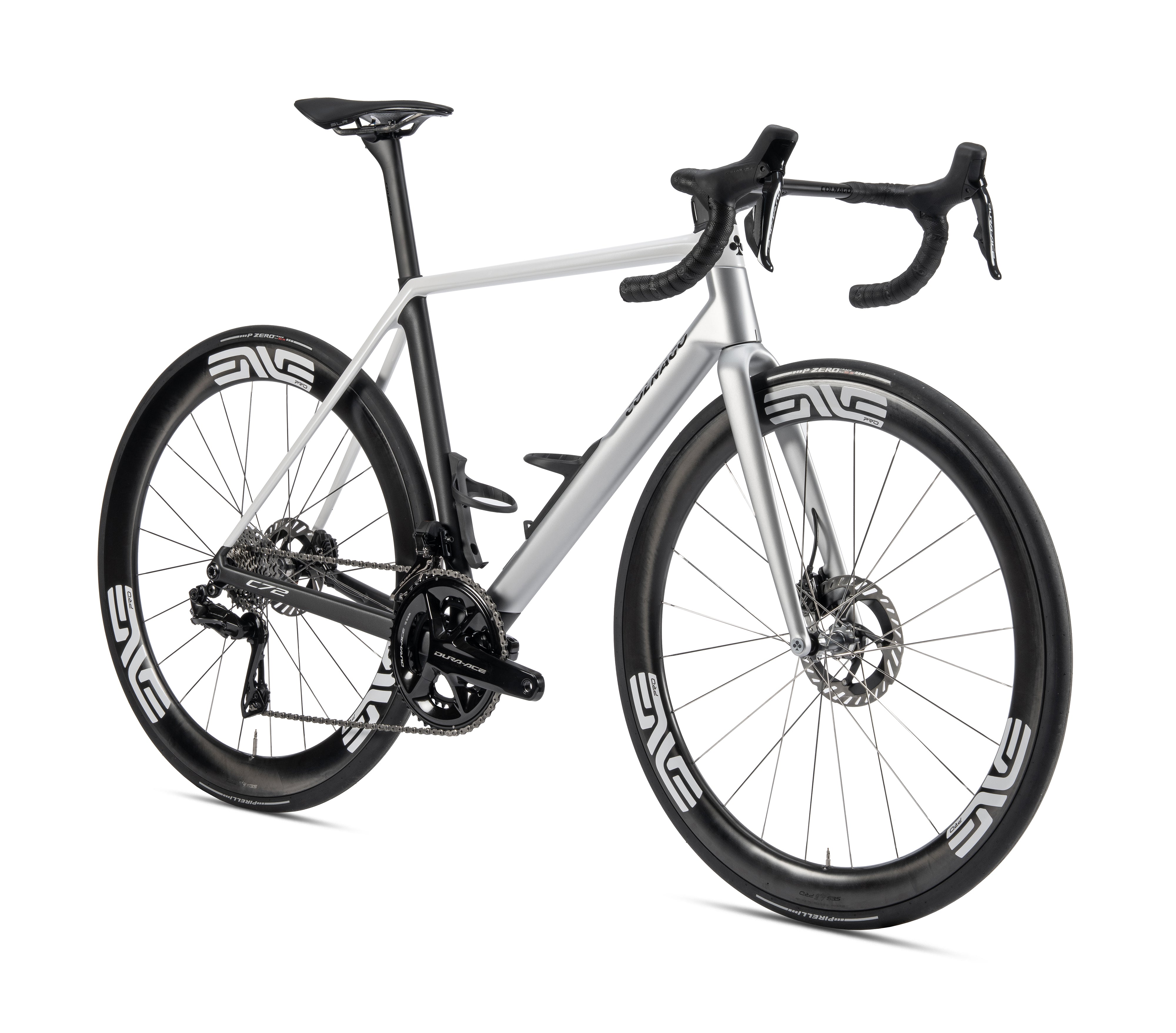 Colnago C72 Disc 2026 carbon road race bike with Shimano Dura Ace Di2 and ENVE SES 4.5 wheels, shown in studio setting.