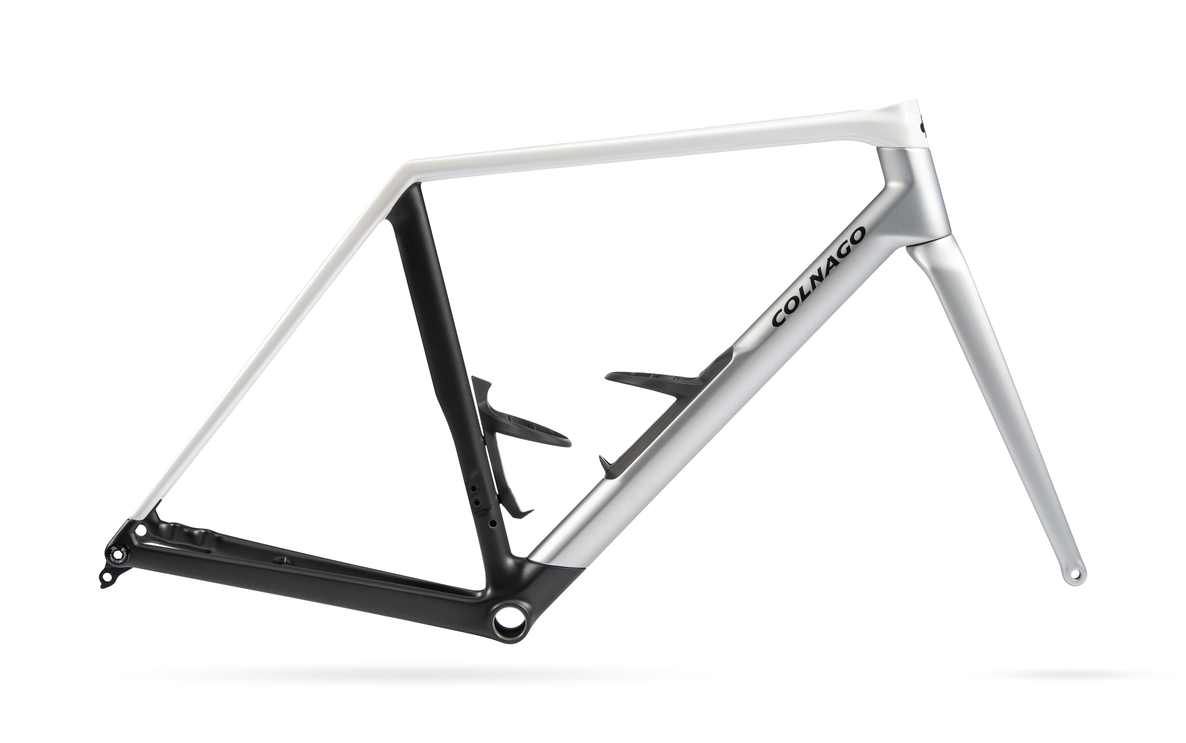 Colnago C72 Disc 2026 carbon road race frameset with integrated cockpit and aerodynamic seatpost, showcasing sleek bike components.