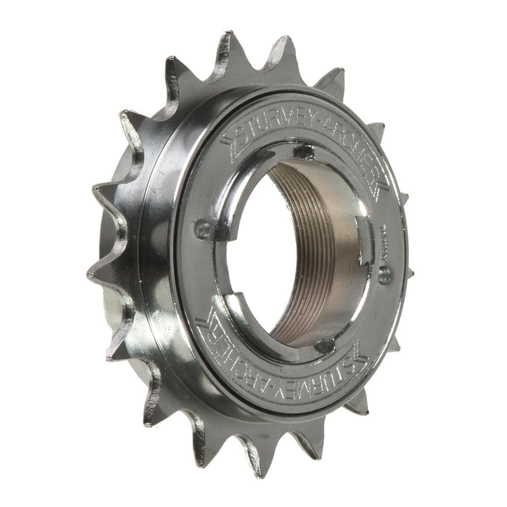 Sturmey Archer bicycle freewheel 1/2 x 1/8 inch for single-speed bikes, showcasing the metal gear teeth and brand markings.