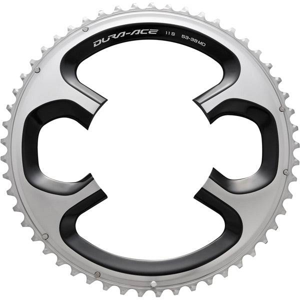 Shimano Dura-Ace FC-9000 50-tooth outer chainring for 11-speed road bike, showing the black metal component with teeth.