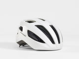 Bontrager Starvos WaveCel cycling helmet with Headmaster fit system, safety rating, and adjustable straps on a mannequin head.