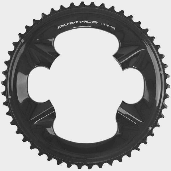 Shimano Dura-Ace FC-09 50T outer chainring for 11-speed crankset, showing the metal gear with teeth and branding details.