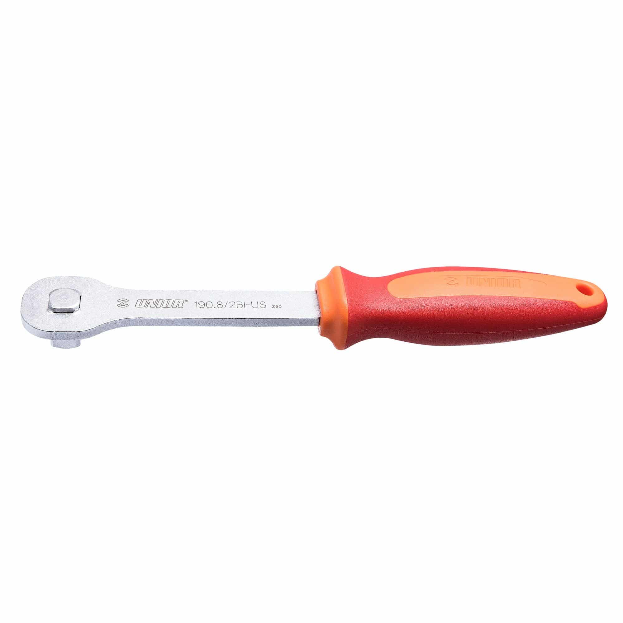 Red UNIOR Pro Socket Handle, ergonomic bike maintenance tool for workshop use, durable and easy to grip.