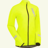 HUMP Women's Reflective Waterproof Cycling Jacket with Packable Design, featuring a fitted style and reflective details for visibility.