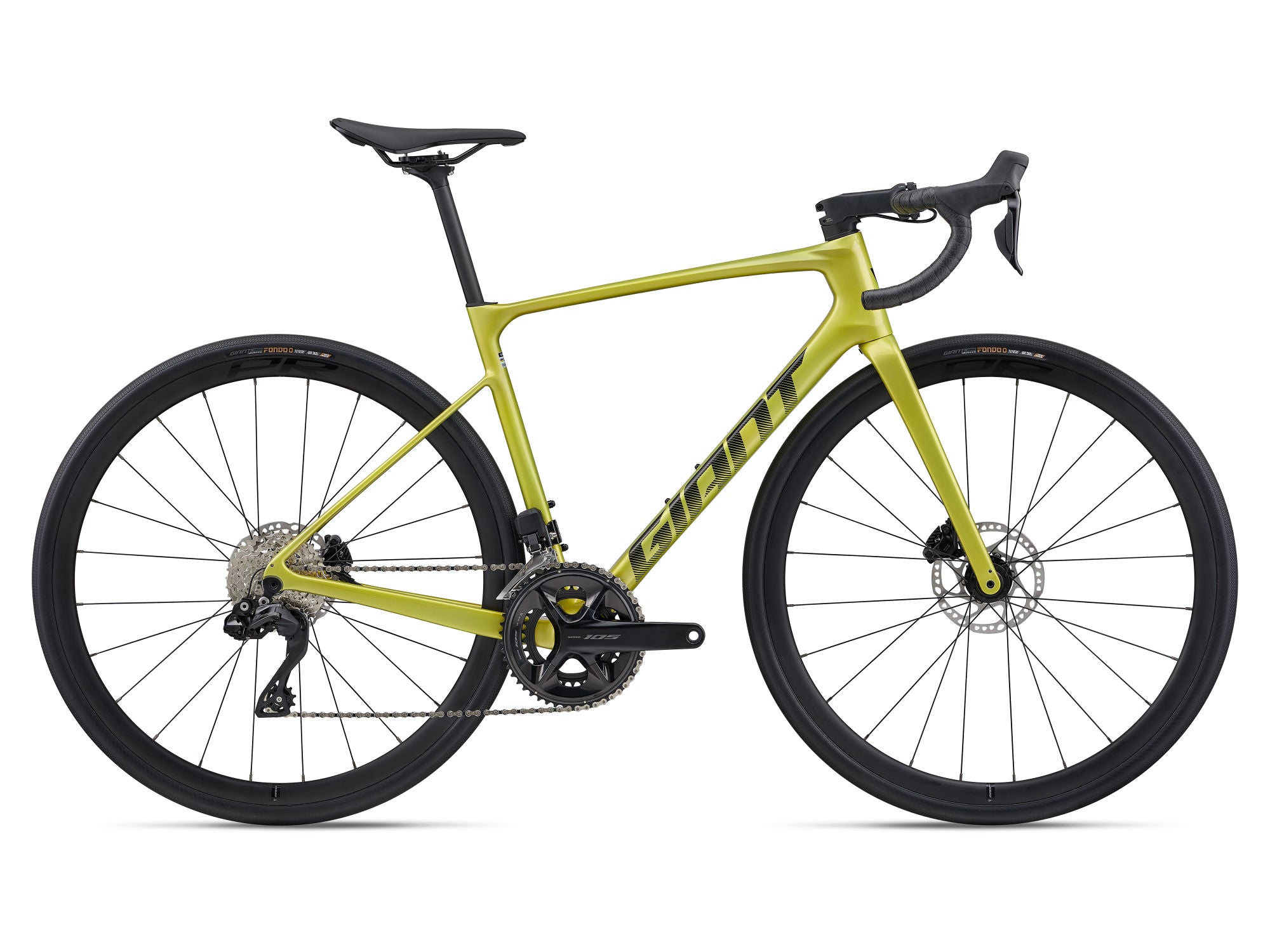 Giant Defy Advanced 1 2026 road bike with endurance carbon frame and disc brakes, shown from side view.