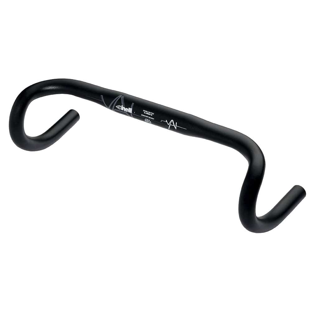 Cinelli Vai shallow drop bars road handlebar with lightweight aluminum construction and 31.8mm clamp diameter.