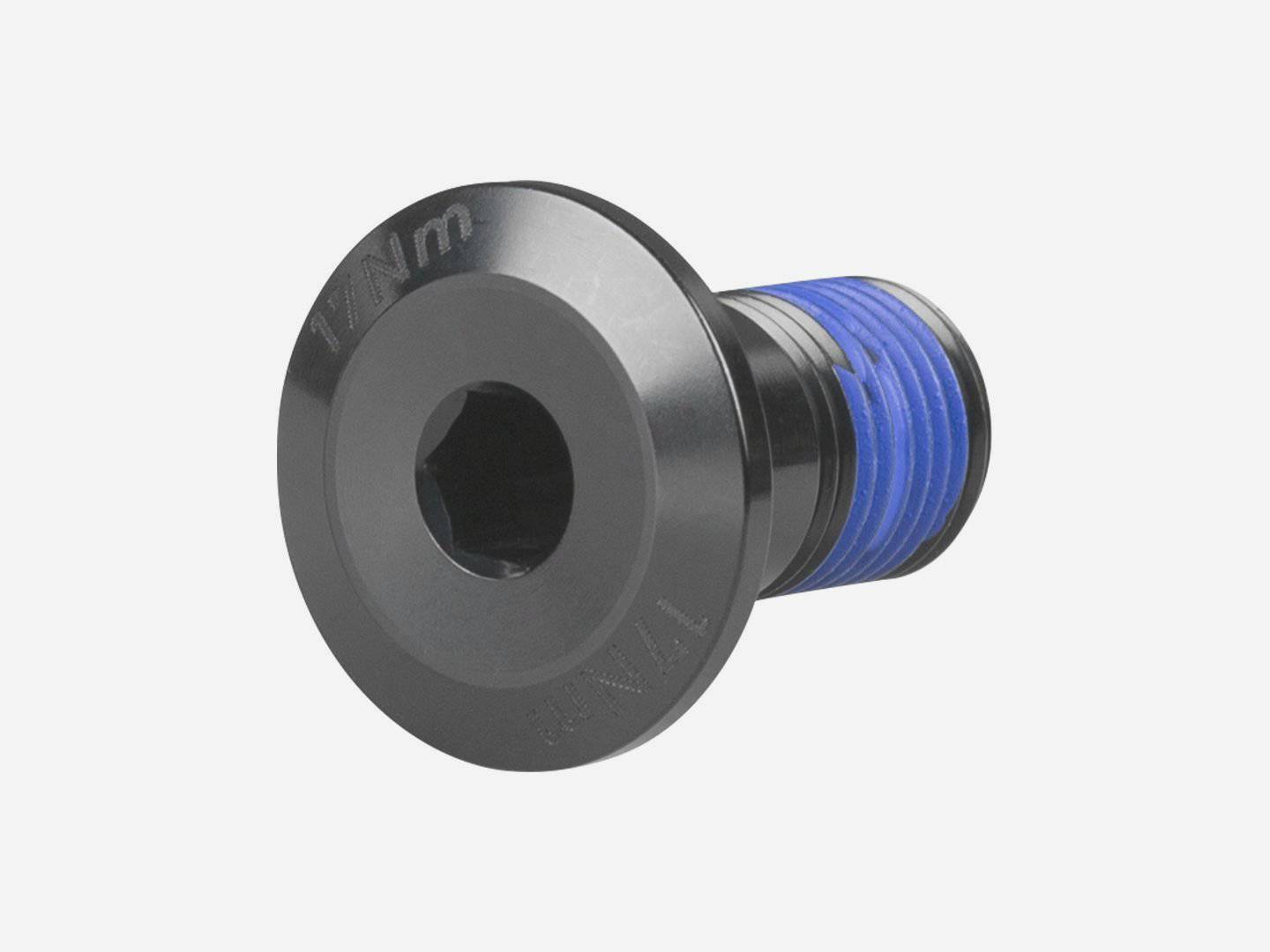 Trek M10x1 18.5mm black head suspension bolt for bikes, showing the threaded metal bolt with black finish.