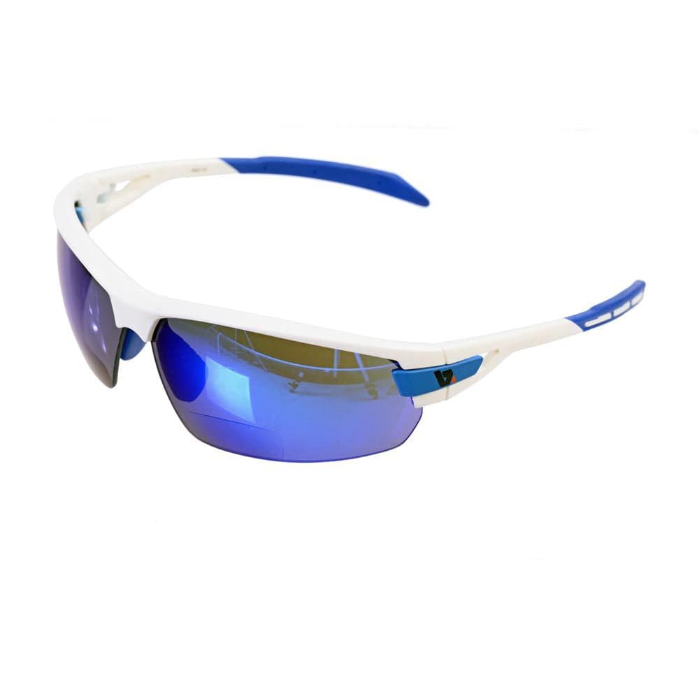 BZ Optics Pho Blue Mirror Bi-Focal Cycling Eyewear with magnification options, featuring blue mirror lenses for outdoor sports.