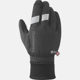 Shimano Unisex WINDSTOPPER® Primaloft® gloves showing insulated, windproof material and touchscreen fingertips.