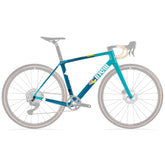 Cinelli King Zydeco II Bayou gravel frameset with carbon fork and integrated routing, shown from the side.