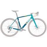 Cinelli King Zydeco II Bayou gravel frameset with carbon fork and integrated routing, shown in natural outdoor setting.